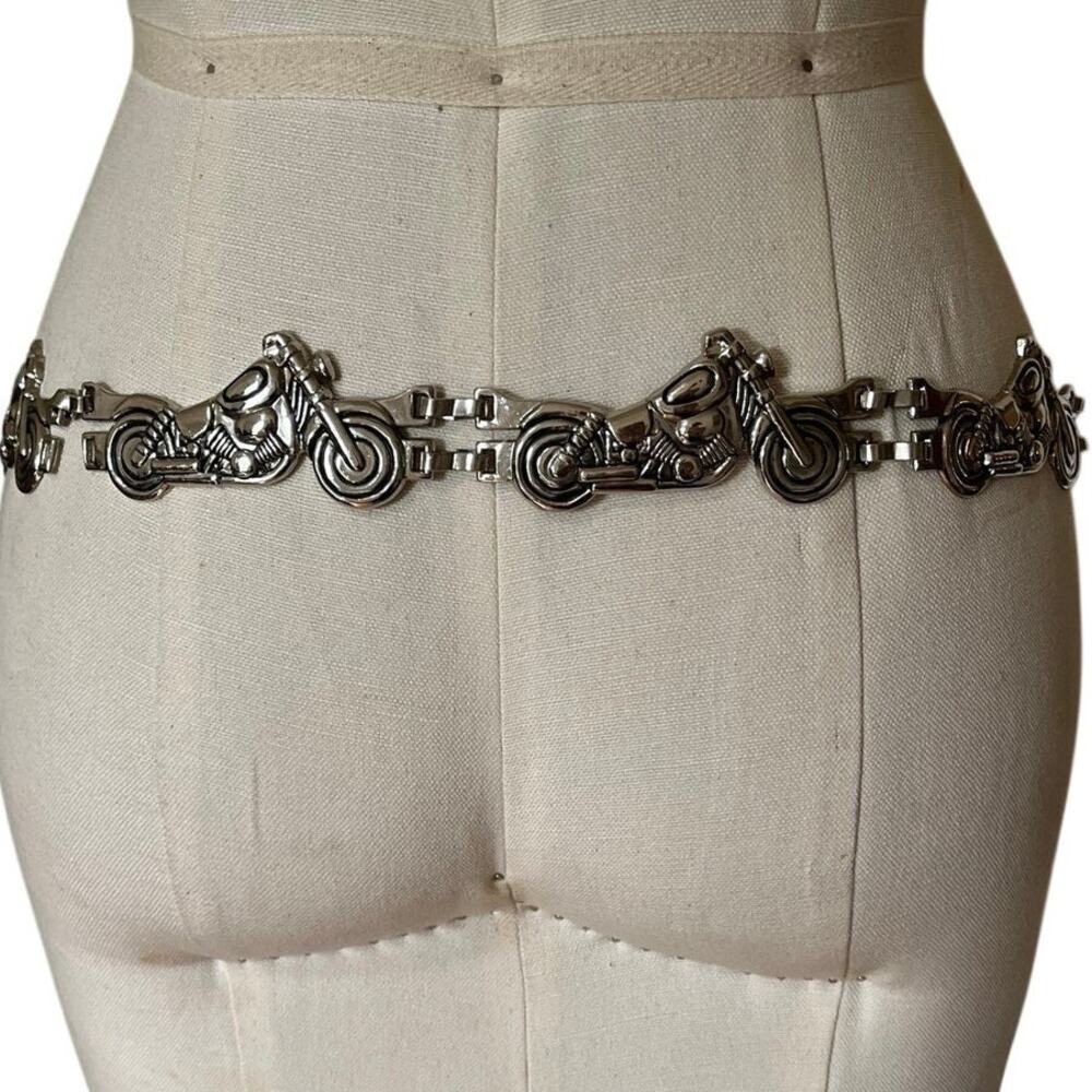 Vintage L Motorcycle Chain Belt Silver Moto Biker Y2K Indie Sleaze Rockabilly